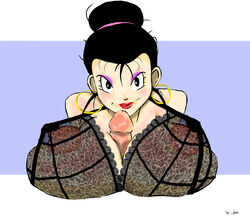 big_breasts bra chichi dragon_ball dragon_ball_z earrings kiidamoori lace_bra milf penis