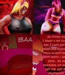 annoyed_expression big_ass big_breasts bitch demanding heract_naught horny_female muscular_female rubbing small_penis small_penis_humiliation