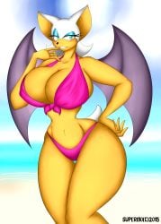 bat beach bikini breasts female rouge_the_bat sonic_(series) superix