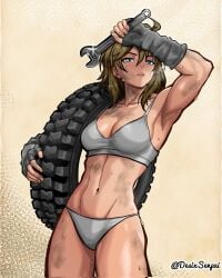 1girls 2d 2d_(artwork) 2d_artwork adult adult_female ahoge almost_naked almost_nude arm_above_head arm_up armpit armpit_crease armpit_peek armpit_sweat armpits background bare_armpits bare_arms bare_belly bare_chest bare_hands bare_hips bare_legs bare_midriff bare_navel bare_shoulders bare_skin bare_thighs belly belly_button big_boobs big_breasts bikini bikini_bottom bikini_only bikini_top blue-eyed_female blue_eyes breasts brown-haired_female brown_hair busty busty_female busty_girl character_request cleavage collarbone copyright_request desixsenpai digital digital_art digital_drawing digital_drawing_(artwork) digital_media digital_media_(artwork) dirty_skin drawing elbows exposed exposed_armpits exposed_arms exposed_belly exposed_chest exposed_hips exposed_legs exposed_midriff exposed_navel exposed_shoulders exposed_skin exposed_thighs female female_focus female_only fingerless_gloves fingernails fingers fit_female frown frown_eyebrows frowning frowning_at_viewer gloves grey_bikini grey_bikini_bottom grey_bikini_top grey_gloves grey_swimsuit grey_swimwear groin hair_between_eyes hairless_armpits halterneck hand_above_head hand_up head_tilt inframammary_fold inguinal_crease inguinal_ligament large_boobs large_breasts lean_figure linea_alba looking_at_viewer mature mature_female mature_woman mechanic medium_hair midriff monotone_background mostly_nude naked naked_female naked_woman narrow_waist navel nearly_nude nude nude_female nudity plain_background portrait posing posing_for_the_viewer posing_naked posing_nude practically_nude presenting_armpit scowl shaved_armpits shoulders slender_body slender_waist slim_female slim_waist solo spanner standing stomach sweat sweat_on_body sweat_on_breasts sweat_on_face sweat_on_stomach sweatdrop sweating sweaty sweaty_armpit sweaty_armpits sweaty_belly sweaty_body sweaty_breasts sweaty_chest sweaty_face sweaty_female sweaty_legs sweaty_thighs swimsuit swimwear thick_thighs thigh_gap thighs tilted_head tyre upper_body wide_hips woman yellow_background