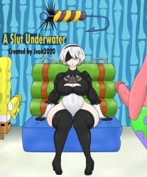 1girls 2026 2boys android android_girl blindfold blindfolded_female cock_out imminent_sex jeoh2020 nier nier:_automata nier_(series) patrick_star sponge spongebob_squarepants spongebob_squarepants_(character) starfish white-haired_female white_hair yorha_2b