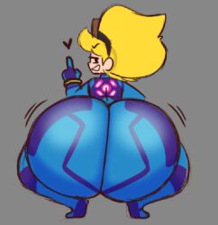 1girls ass big_ass fat_ass female looking_at_viewer looking_back samus_aran white_hair