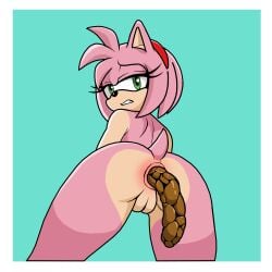 1:1 2026 absurd_res amy_rose anthro anus black_nose border butt conjoined_eyes eulipotyphlan eyelashes feces female female_anthro female_pooping fur genitals glistening glistening_eyes green_eyes hair half-closed_eyes hedgehog hi_res humanoid_genitalia humanoid_vulva leaning leaning_forward looking_at_viewer looking_back looking_back_at_viewer looking_down looking_down_at_viewer low-angle_view mammal multicolored_body narrowed_eyes nude nude_anthro nude_female pink_anus pink_body pink_ears pink_fur pink_hair pink_tail pointy_ears pooping prick_ears pupils rear_view red_hairband scat sega short_tail shoulder_blades sim_son simple_background solo sonic_the_hedgehog_(series) tail tan_body tan_inner_ear tan_vulva teal_background teeth two_tone_body vulva white_border