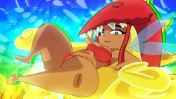 1girls 2026 3d blonde_hair bra breasts cleavage dark-skinned_female dark_skin edith_up_(rayman) feet female female_only hair headwear legs_apart looking_at_viewer lying_on_back nymph_(rayman) panties rayman_(series) rayman_origins red_panties red_underwear solo thick_thighs thighs ubisoft underwear