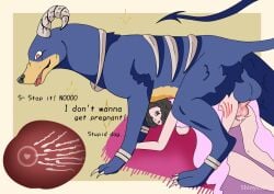 black_hair breasts brown_eyes canine canine_on_human canine_penis clothing cum cum_in_pussy cum_inside defeated doggy_style dominant domination female female_on_feral femsub feral feral_on_female feral_on_human feral_penetrating houndoom human_female human_on_feral impregnation interspecies knot larger_male light_skin male nipples pokemon pokemon_(species) pokephilia rape raped_female scratches shinystarnsfw size_difference sperm_cell text torn_clothes vaginal_penetration zoophilia