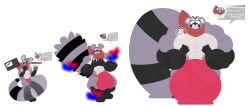 abs alpha_channel anthro balls big_bulge big_muscles big_pecs bulge clothed clothing ears_down eyebrows fur genitals growth growth_sequence hi_res huge_bulge huge_muscles hyper hyper_bulge hyper_genitalia hyper_muscle_growth hyper_muscles indigo_park jdbo-arts kerchief long_tail male mammal muscle_growth muscular neckerchief neckwear partially_clothed pecs penis pivoted_ears png_file procyonid purple_eyes raccoon raccoon_tail rambley_raccoon red_clothing red_kerchief red_neckerchief red_thong red_underwear sequence solo surprised tail teeth thong tongue underwear white_eyes