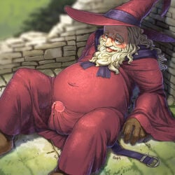 beard blush erection erection_under_clothes long_beard male male_only mature_male penis penis_outline robe sirokitten2 solo_male wizard
