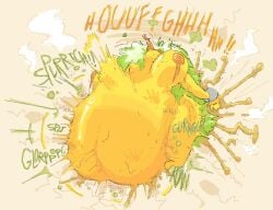 cumflation freecoconutmilk pitaya_(freecoconutmilk) pubic_hair pubic_hair_in_cum tagme yellow_cum