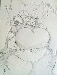 cassandra_(newgrounds) goth goth_girl hand_drawn holding_breast hyper_breasts newgrounds pico's_school seductive_look seductive_smile thick_thighs