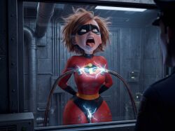 ahe_gao ahegao ahegao_face ai_generated arms_behind_back arms_tied arms_tied_behind_back behind_window bodysuit bondage broken brown_eyes brown_hair brunette bunker camera challenge challenge_accepted chamber confident curves curvy_female curvy_figure curvy_hips damsel_in_distress elastigirl electric_shock electricity electricity_play electro_torture electronics electrostimulation eye_contact facility guard hand_on_hip helen_parr highheels huge_ass in_trouble interrogation looking_up losing_bet losing_control losing_mind messy_hair mind_break mind_break_female mind_breaking orgasm_face orgasm_from_pain punishment pussy_torture red_clothing round_ass round_butt science science_experiment sexy sexy_body shocked shocked_expression shocked_eyes shocked_face shocked_female shocked_look silly silly_face spectating spectators superhero superhero_costume superheroine superheroine_in_trouble test_subject tied_up tight_clothes tight_clothing tight_fit tongue tongue_out underground wide_hips wide_thighs wires