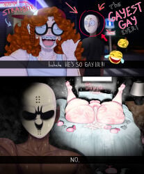 2boys adych anus ass balls before_and_after big_ass braces bubble_butt caption clothing condom_wrapper cum cum_in_ass cum_leaking cum_leaking_out_of_anus dark-skinned_male dark_skin fat_ass femboy freckles gay glasses handprint handprint_on_ass hockey_mask huge_ass indoors interracial kevin_(adych) large_ass legs_up light-skinned_male light_skin mask massive_ass nude nude_male original outdoors penis selfie text thick_ass thick_thighs thunder_thighs used_condoms wide_hips yaoi