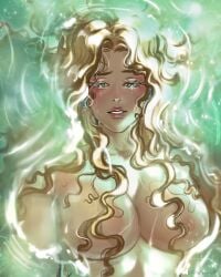 aqua_eyes bathing beautiful beautiful_girl big_breasts blonde blonde-haired_female blonde_female blonde_hair blue_eyes breasts breasts_out greek_mythology long_hair mature mature_female milf mommy nude nude_female nudity odyssey odyssey_(homer) penelope penelope_(mythology) shiny the_epic_cycle water wavy_hair