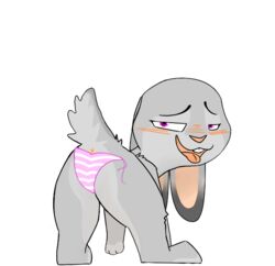 a_questionable_pony_blog anus bent_over blush disney female judy_hopps lagomorph leporid mammal panties rabbit tongue tongue_out underwear wardrobe_malfunction zootopia