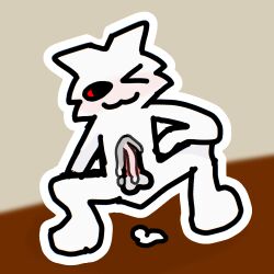 1:1 anthro bodily_fluids cum cum_on_body domestic_cat ejaculation felid feline felis floor genital_fluids hi_res hitori hitorikitti male mammal sitting solo