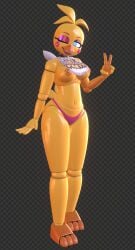3d 3d_(artwork) animatronic avian belly_button fnaf girl pircing tits tits_out toy_chica_(fnaf)