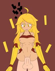 1boy aenmz blaze_(at2.) blaze_(minecraft) breasts carrying female looking_down minecraft mob_talker smoke vaginal_penetration yellow_eyes yellow_hair