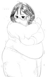 after b45ui before_and_after big_ass blushing bulging_belly chubby_cheeks embarrassed fat feeling_arm glasses long_skirt looking_at_self nimo nimo22 outgrowing_clothes panting sweater_vest thick_arms thick_thighs thin_to_fat tight_clothing tight_shirt undersized_clothes weight_gain