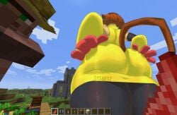1girls animal_ears big_ass brown_hair cat_tail catgirl clothed from_behind gameoverse glitch_productions huge_ass kit_(gameoverse) kit_bodega minecraft sysartz tagme tail thick_thighs thighs