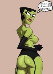 angry angry_expression angry_face armwear big_areola big_ass big_breasts big_butt big_nipples big_thighs black_eyes black_hair black_legwear black_panties boobs_and_butt_pose boobs_out breasts breasts breasts_out cartoon cartoon_network green_body green_nipples green_skin half-dressed half_naked half_nude ikra lingerie lingerie_only looking_at_viewer looking_back no_bra no_panties pink_lips pink_lipstick pink_nipples posted_by_artist poster samurai samurai_jack side_boob sideboob sideview slim slim_waist solo solo_female solo_focus speech_bubble thejackofall thick thick_ass thick_butt thick_legs thick_thighs