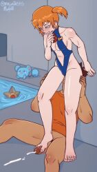 1boy 1girls animated brock_(pokemon) ejaculation feet female femdom feral foot_fetish footjob human kasumi_(pokemon) magnta male misty_(pokemon) penis pokemon pokemon_(anime) pokemon_(species) source_request swimsuit