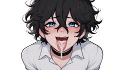 1boy 1femboy after_oral after_sex ai_assisted ai_generated blush cum cum_in_mouth cum_inside cum_on_tongue femboy girly girly_boy male male_only my_femboy_roommate nuteku robin_(my_femboy_roommate) tongue_out trap voluptuous