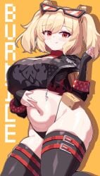 1girls blonde_hair burnice_white light-skinned_female looking_at_viewer panties piaomao thick_thighs twintails zenless_zone_zero