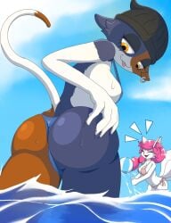 2024 2024s 2d 2d_(artwork) 2girls absurd_res absurdres anthro ass beach beach_ball beanie big_ass big_breasts big_butt bikini bikini_top blue_bikini blue_sky breasts brown_body brown_fur calico_cat canid canine canis cat_ears cat_girl cat_tail catgirl closed_eyes digital_media_(artwork) ear_piercing epic_games eyes_closed felid feline felis female female_focus female_only fortnite fortnite:_battle_royale fox fox_ears fox_girl fox_tail fur furry furry_female hair hand_on_ass hand_on_butt happy hi_res kimiko_(fortnite) kimiko_five-tails kimiko_five_tails low-angle_view mammal meow_skulls meow_skulls_(fortnite) multi_tail piercing pink_bikini pink_hair smile swimwear tail tongue tongue_out two-piece_swimsuit water wet wet_ass wet_body wet_butt white_body white_fur yellow_eyes zebra10045