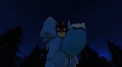 3d aged_up anthro ass blue_fur bluey_(bluey) bluey_(series) bluey_heeler blushing_at_viewer butt canine cum_on_butt cute cute_face dat_ass dat_butt female forest looking_at_viewer roblox roblox_avatar roblox_studio robloxian solo tagme