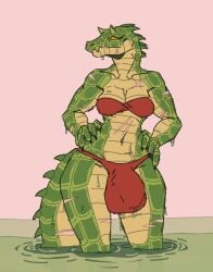 1futa alligator anthro ball_bulge balls big_balls big_penis bikini breasts bulge bulge_through_clothing clothing crocodilian curvaceous curvy curvy_figure futa_only futanari hands_on_hips horns huge_balls huge_cock manyhaitch mostly_clothed penis scalie scar scared solo solo_futa swamp tagme tail thick_tail thick_thighs voluptuous voluptuous_futanari water wet wide_hips yellow_sclera