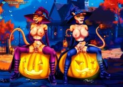 2girls anthro anthro_only anthrofied bbmbbf diamond_level disney female_only halloween kiara_(the_lion_king) masturbation multiple_girls nipples nude nude_female palcomix pietro's_secret_club squirting the_lion_king the_lion_king_ii:_simba's_pride vitani_(the_lion_king) witch_costume witch_hat