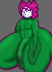 absurd_res anthro ass big_penis ear elemental_creature fan_character flaccid flora_fauna genitals green_body hair hi_res huge_cock huge_thighs humanoid hyper hyper_thighs ivy_arts male mammal mario_bros nintendo not_furry nude penis pink_hair piranha_plant plant simple_background solo teeth thick_thighs