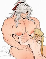 age_difference big_nipples big_pecs big_penis buff buff_male gay honkai:_star_rail jing_yuan massive_penis muscular muscular_male size_difference yanqing_(honkai:_star_rail) yaoi