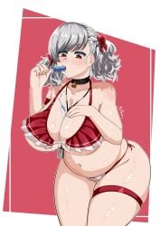 chubby chubby_female girls'_frontline mrpawa spas-12_(girls'_frontline) white_hair