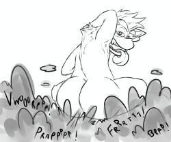 1boy ass crash_(series) crash_bandicoot crashwolf fart hi_res male male_only marsupial monochrome solo tagme tongue tongue_out