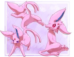 3_toes all_fours alternate_eye_color ambiguous_gender anus anus_only ass big_eyes eeveelution espeon eye_contact feet feral forehead_gem forked_tail looking_at_viewer looking_away nintendo nude open_mouth pawpads paws plattyneko pokémon_(species) pokemon pokemon_gsc purple_eyes purple_fur rear_view red_eyes simple_background sitting spread_legs tail video_games x_anus