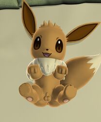 1boy 3d ass bed davidkyatt digital_media_(artwork) eevee feral hi_res looking_at_viewer male nintendo penis pokémon_(species) pokemon pokemon_rgby solo source_request testicles video_games