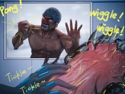 angry ccchhhyyy dark-skinned_male detached_feet gabriel_reyes male_feet male_only male_tickling out_of_frame overwatch story_in_description sweating tickle_torture tickling tickling_feet