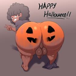 ass_focus bent_over big_ass big_ass_(male) big_butt big_hair brown_skin dark-skinned_male dark_male_only halloween halloween_2024 huge_ass huge_butt jackov matthew_chad pants_down presenting presenting_hindquarters solo_male toony