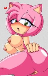 amy_rose ass_grab big_ass big_breasts fully_nude looking_at_viewer open_mouth posing_for_the_viewer pussy sonic_the_hedgehog_(series)