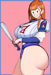 1girls ai_generated baseball_bat baseball_uniform c curvy curvy_female holding luca oc original_character plump_thighs solo ssktch thick_thighs wide_hips wide_thighs