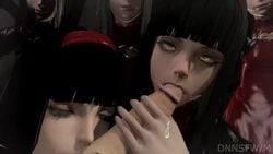 3d 5girls android animated black_hair blowjob collaborative_fellatio cum dnnsfw emotionless expressionless fellatio grin hime_cut licking licking_penis multiple_girls n2 nier:_automata no_sound red_dress red_hairband robot robot_girl shorter_than_10_seconds source_filmmaker tagme teamwork twin_fellatio twins video