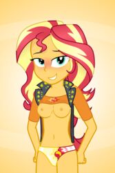 1girls animated areolae breasts equestria_girls female female_only friendship_is_magic gif grin hasbro human human_only humanized my_little_pony navel nipples panties personification randomtriples shirt_lift solo solo_female sunset_shimmer