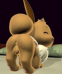 1boy 3d anus ass bed davidkyatt digital_media_(artwork) eevee feral hi_res male nintendo pokémon_(species) pokemon pokemon_rgby solo source_request testicles video_games