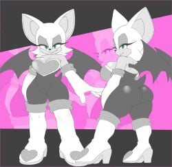 anthro ass bare_shoulders bat boots breasts camel_toe champchidi cleavage clothed clothing elbow_gloves female footwear gloves handwear hi_res high_heeled_boots high_heels mammal narrowed_eyes rouge_the_bat sega shoes smile sonic_(series) sonic_the_hedgehog_(series) wings