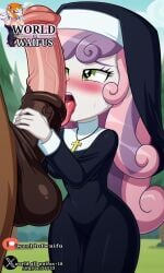 ai_generated big_penis horse horse_penis mlpg4 my_little_pony nun nun's_habit nun_habit nun_hat nun_outfit sweetie_belle_(eg) sweetie_belle_(mlp)