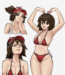 beach bikini blizzard_entertainment brown_eyes brown_hair kiriko_(overwatch) kiriko_kamori lifeguard lifeguard_kiriko looking_at_viewer overwatch overwatch_2 selvish94