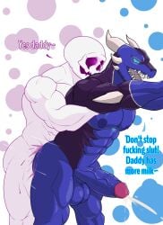 2022 anal anal_sex anthro arkyhorny biped bodily_fluids bone colored_cum cum cum_from_anal cumshot daddy_kink dominant dominant_anthro dominant_bottom dominant_male dragon duo ejaculation erection european_mythology gay gay_anal gay_male gay_sex genital_fluids genitals hi_res humanoid insult looking_at_another male muscular muscular_anthro muscular_humanoid muscular_male muscular_sub muscular_top mythological_creature mythological_scalie mythology penetration penis pink_cum power_bottom profanity scalie service_top sex skull skull_head standing standing_sex submissive submissive_humanoid submissive_male submissive_top unusual_bodily_fluids unusual_cum unusual_genital_fluids vein veiny_penis wao_(e-zoid) western_dragon yelling_at_another