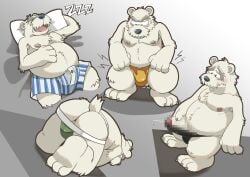 2024 anthro backsack balls bear belly bulge censored closed_eyes clothing club_penguin genitals herbert_p._bear hi_res ineffective_censorship jockstrap kemono lying male mammal moobs mosaic_censorship nipples overweight overweight_male pillow polar_bear sleeping solo tenting underwear ursine yazoe