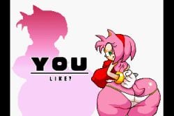 1girls 2d amy_rose anthro ass bracelet breasts female female_focus female_only furry gloves green_eyes hedgehog hedgehog_humanoid hips large_ass large_breasts looking_back nipple_bulge panties pink_fur pink_hair pixel_art sabs3 sega sideboob silhouette sonic_(series) sonic_advance sonic_the_hedgehog_(series) thick_thighs thighs underwear wide_hips