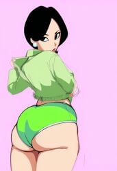 1girls aunt_heather black_hair curvaceous curvy_ass curvy_body curvy_figure curvy_hips looking_at_viewer looking_back mature_female medium_ass milf of original_character parted_bangs pearl_earrings posing_for_the_viewer tagme thick_thighs